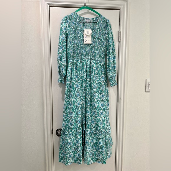 Tuckernuck Pink City Prints- Exclusive Mint Trellis Isabel V-Neck Dress (Small) - Picture 2 of 6